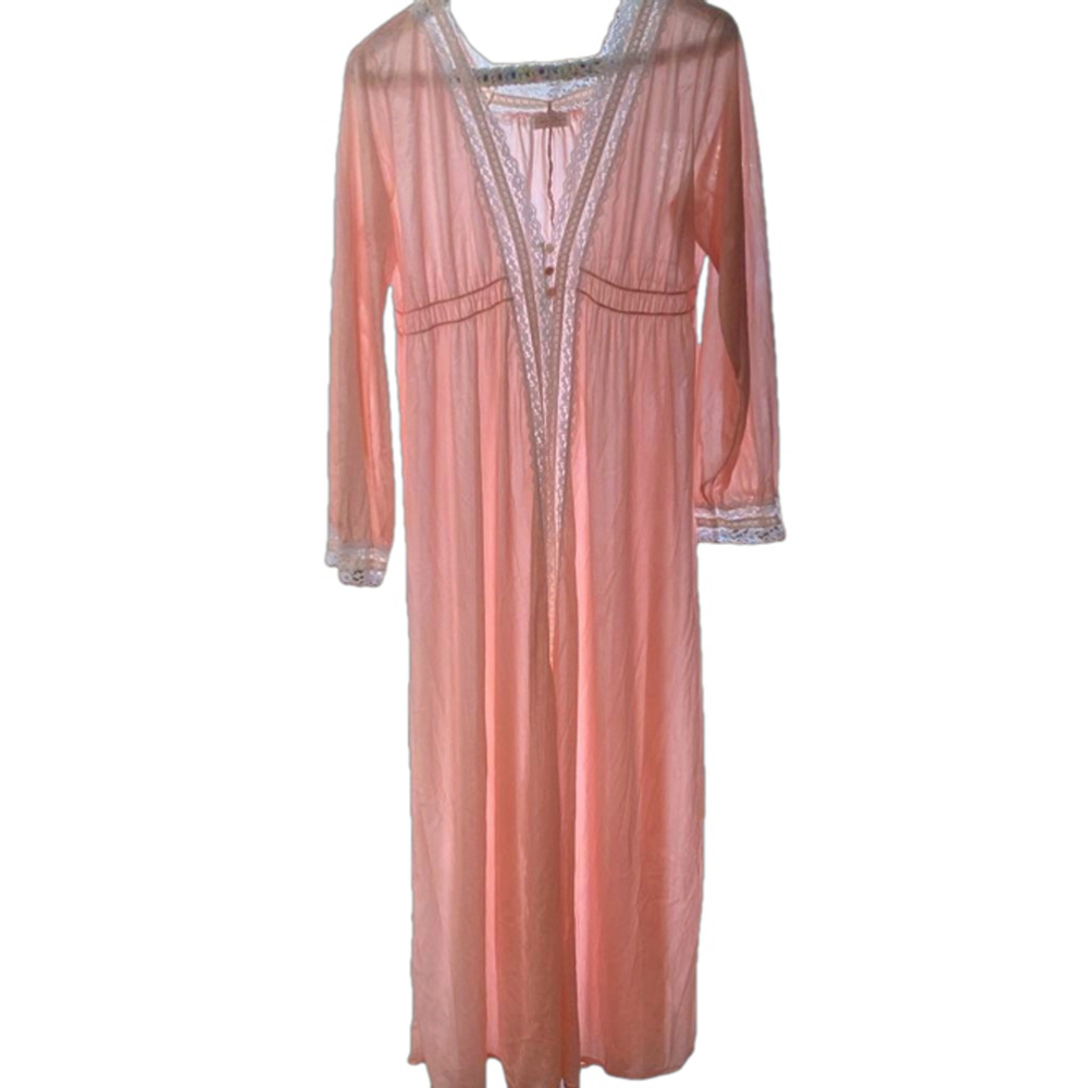Women's Erica Loren Nightgown Large Pink White